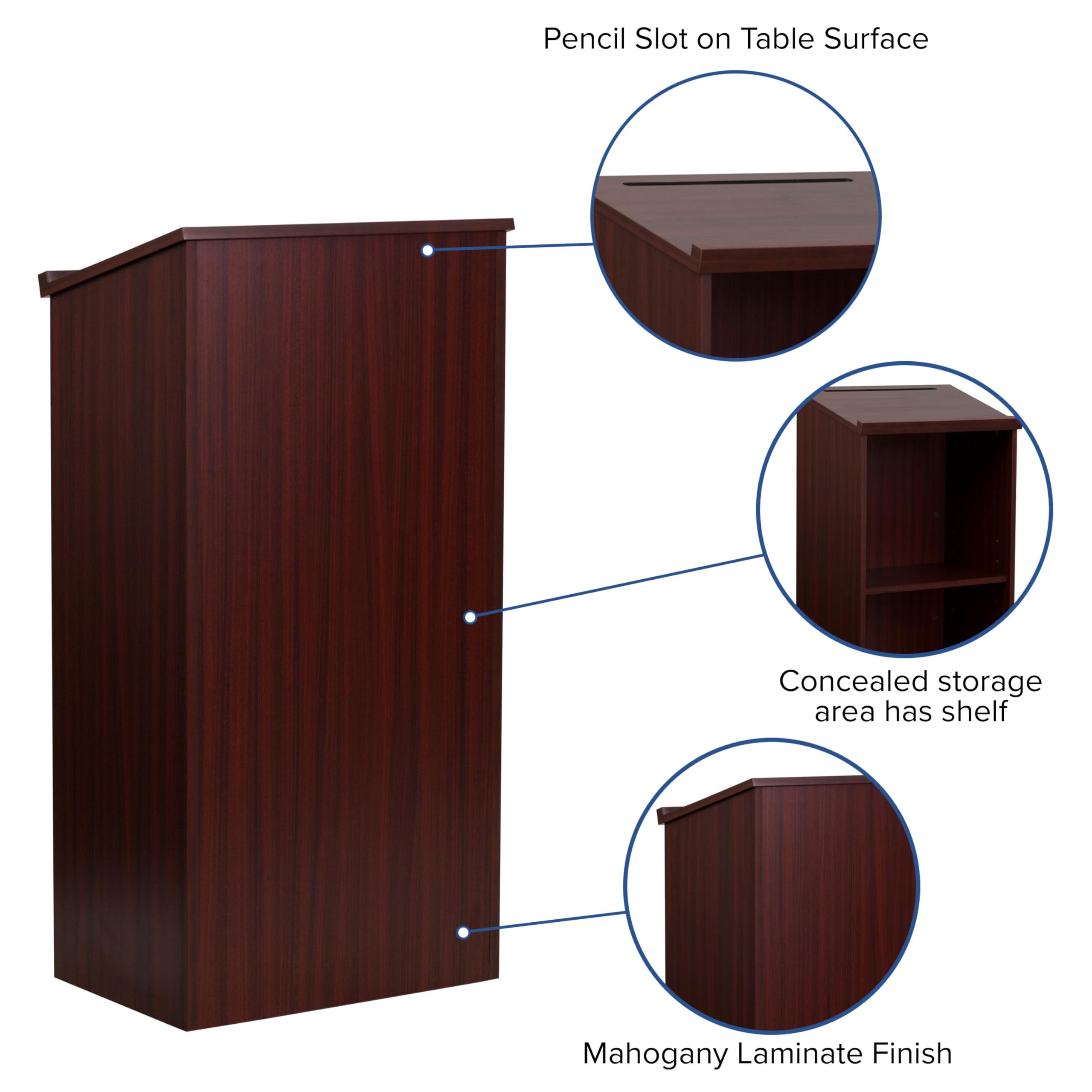 Flash Furniture Mysta Stand-Up Lectern in Mahogany