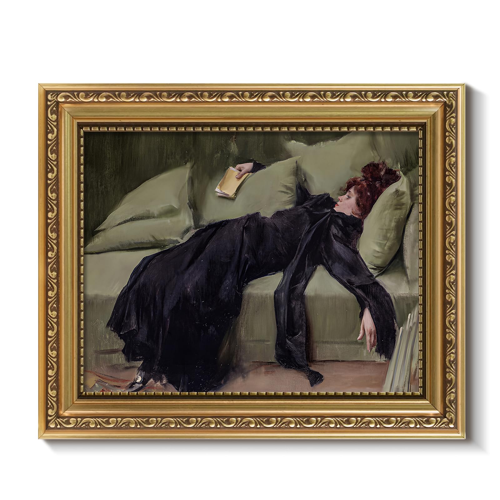 ARPEOTCY Vintage Gold Framed Wall Art, Classical Trendy Woman Gallery Paintings, Canvas Prints Artwork with Antique Frame, Victo