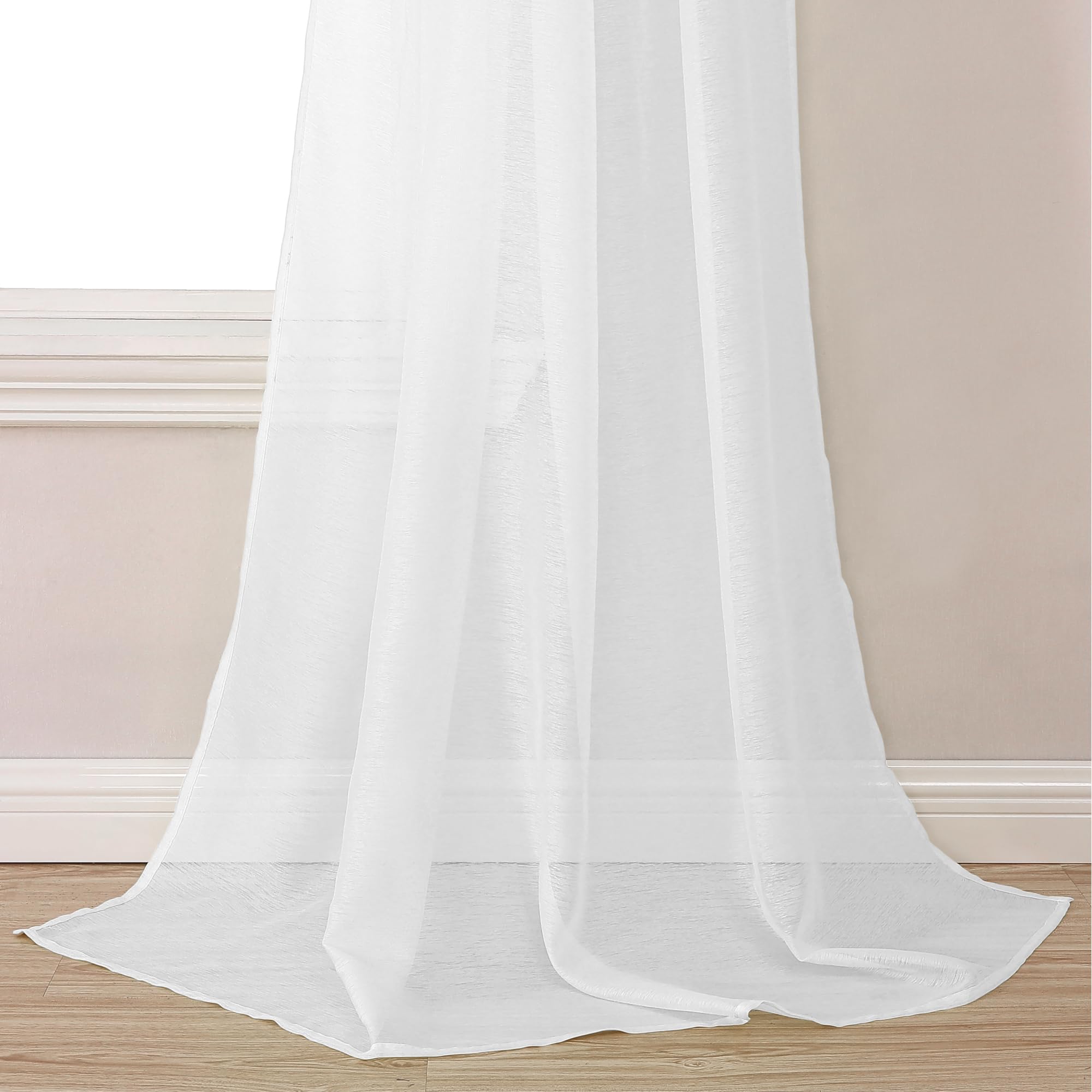 Donren 144 Inches Long Window Scarf For Party - Luxury Soft Semi Sheer Scarf Valance For Wedding (1 Panel,White)