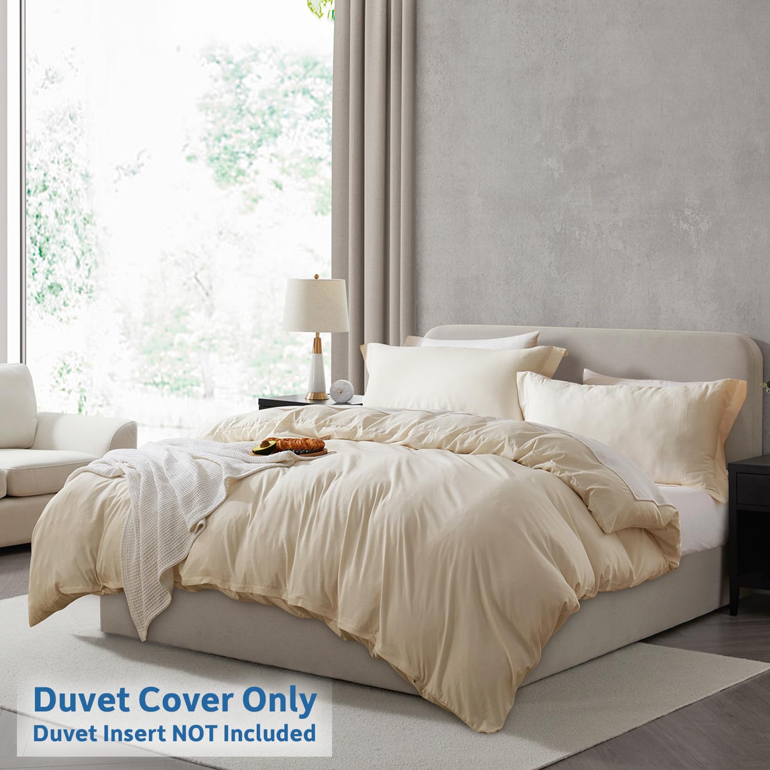 Nestl Twin Duvet Cover Set - Soft Prewashed Beige Cream Duvet Cover Twin/Twin Xl, 2 Piece, With Zipper Closure, 1 Duvet Cover 68X90 Inches And 1 Pillow Sham - No Comforter