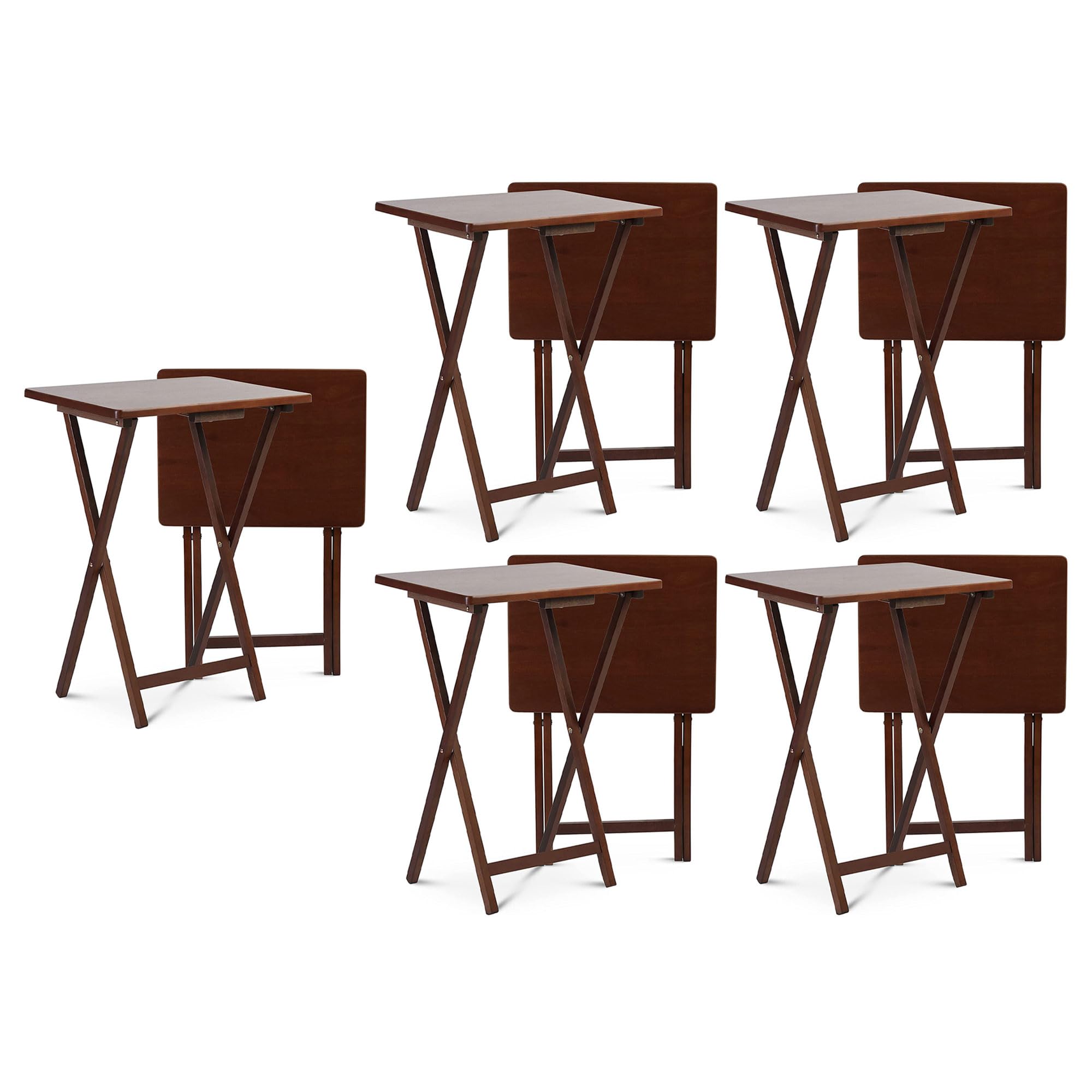 Pj Wood Portable Collapsible Tv Snack Tray Table Desk Serving Stand, For Home, Living Room, Dorm, And Office, Honey Oak (10 Pack)