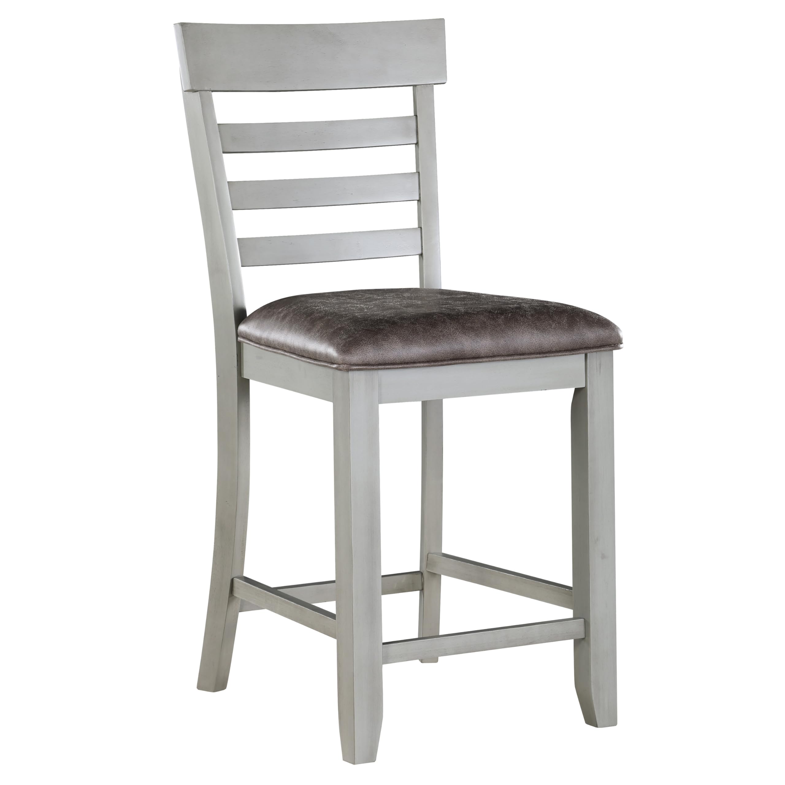 Steve Silver Furniture Hyland 6pc Dining Set, Included 60 to 80-Inch Dining Table w/ 20-Inch Leaf, 4 Vegan Leater Chairs, and Vegan Leather Bench, 60" L x 42" W x 36" H, Grey