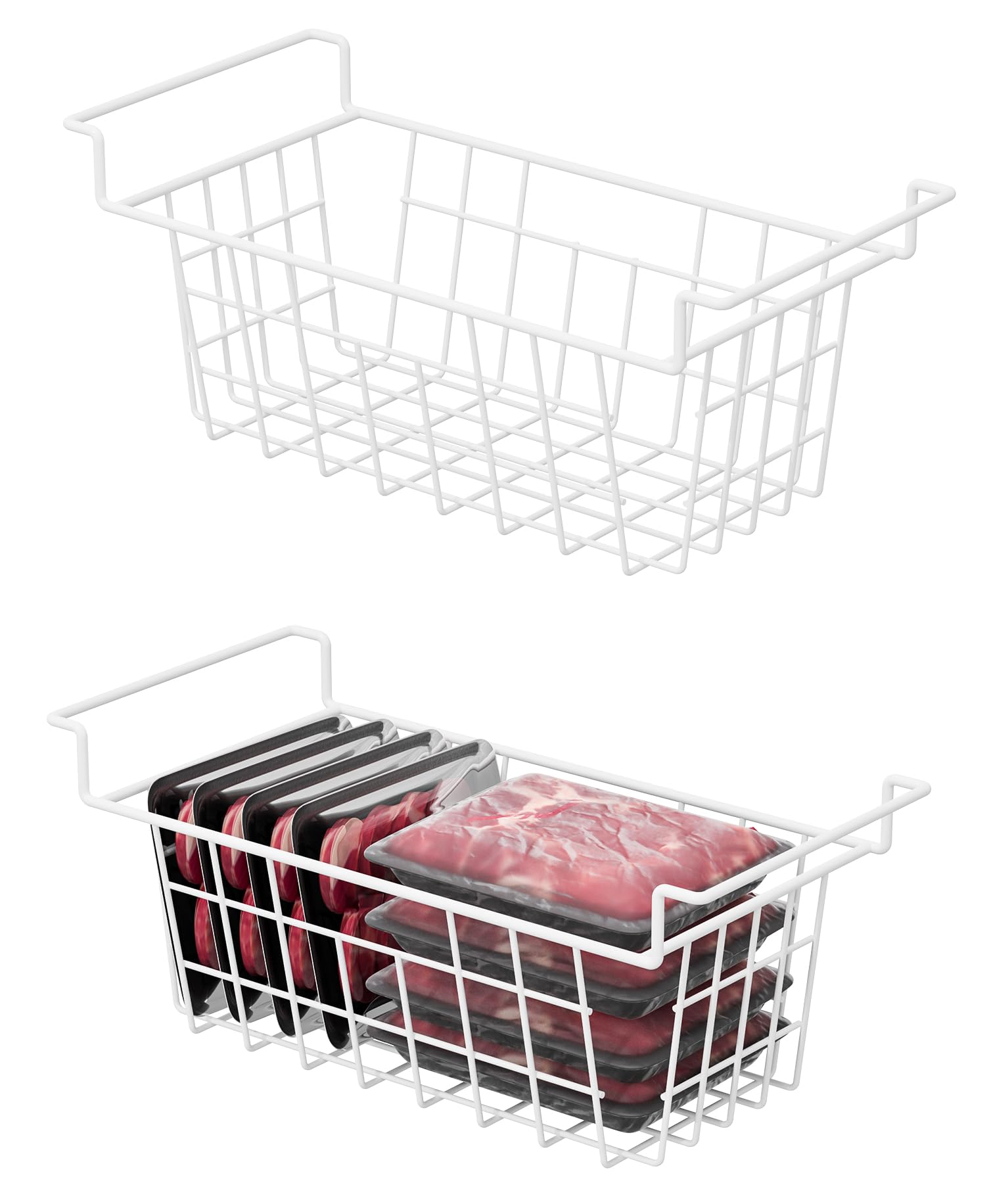 SANNO Chest Freezer Baskets, Deep Freezer Organizer Bins Sturdy Metal Wire Freezer Organizer for Home Kitchen, 17.5in