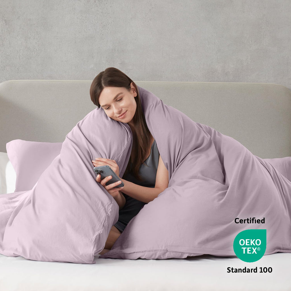 Nestl Twin Duvet Cover Set - Soft Prewashed Dusty Purple Duvet Cover Twin/Twin Xl, 2 Piece, With Zipper Closure, 1 Duvet Cover 68X90 Inches And 1 Pillow Sham - No Comforter