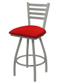 XL 410 Jackie 36 Swivel Extra Tall Bar Stool with Anodized Nickel Finish and Canter Red Seat