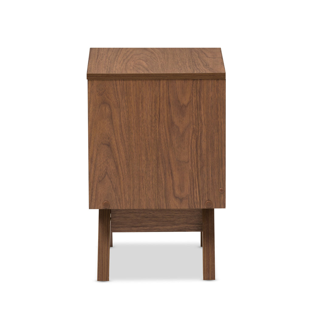 Baxton Studio Nightstands, 2-Drawer Storage Nightstand, White/Walnut Brown
