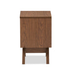 Baxton Studio Nightstands, 2-Drawer Storage Nightstand, White/Walnut Brown