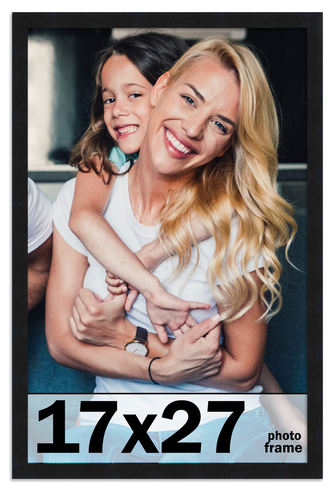 17x27 Frame Black Picture Frame - Complete Modern Photo Frame Includes UV Acrylic Shatter Guard Front, Acid Free Foam Backing Bo