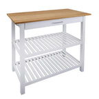 Casual Home Kitchen Island With Solid American Top, White & Cherry Natural