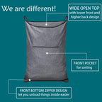 KINGSUSLAY Over the Door Laundry Hamper, 36x22 Inch Pop Heather Grey Hanging Storage Bag with Hooks, XL Laundry Collector