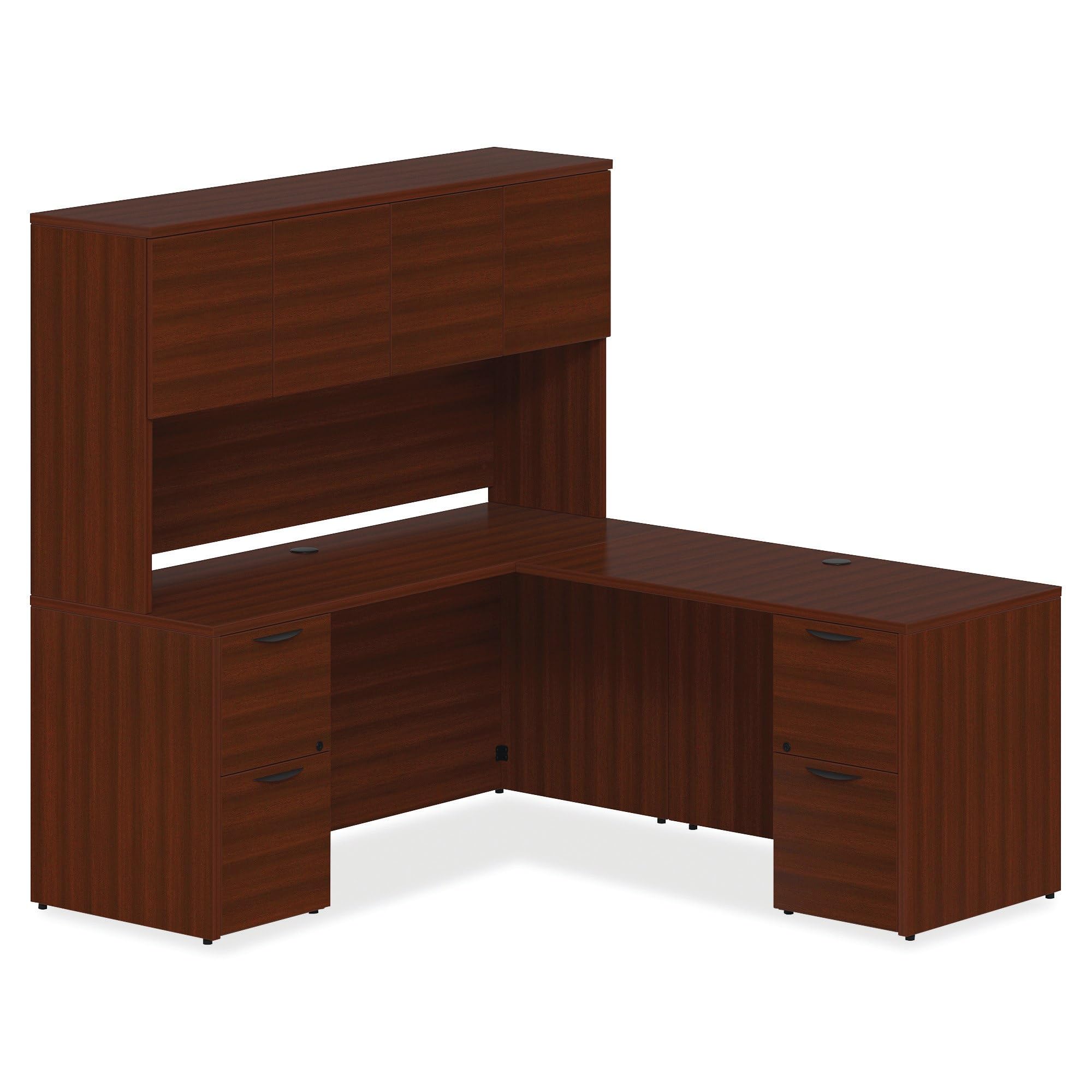 Lorell Prominence 2.0 Mahogany Laminate Left-Pedestal Credenza