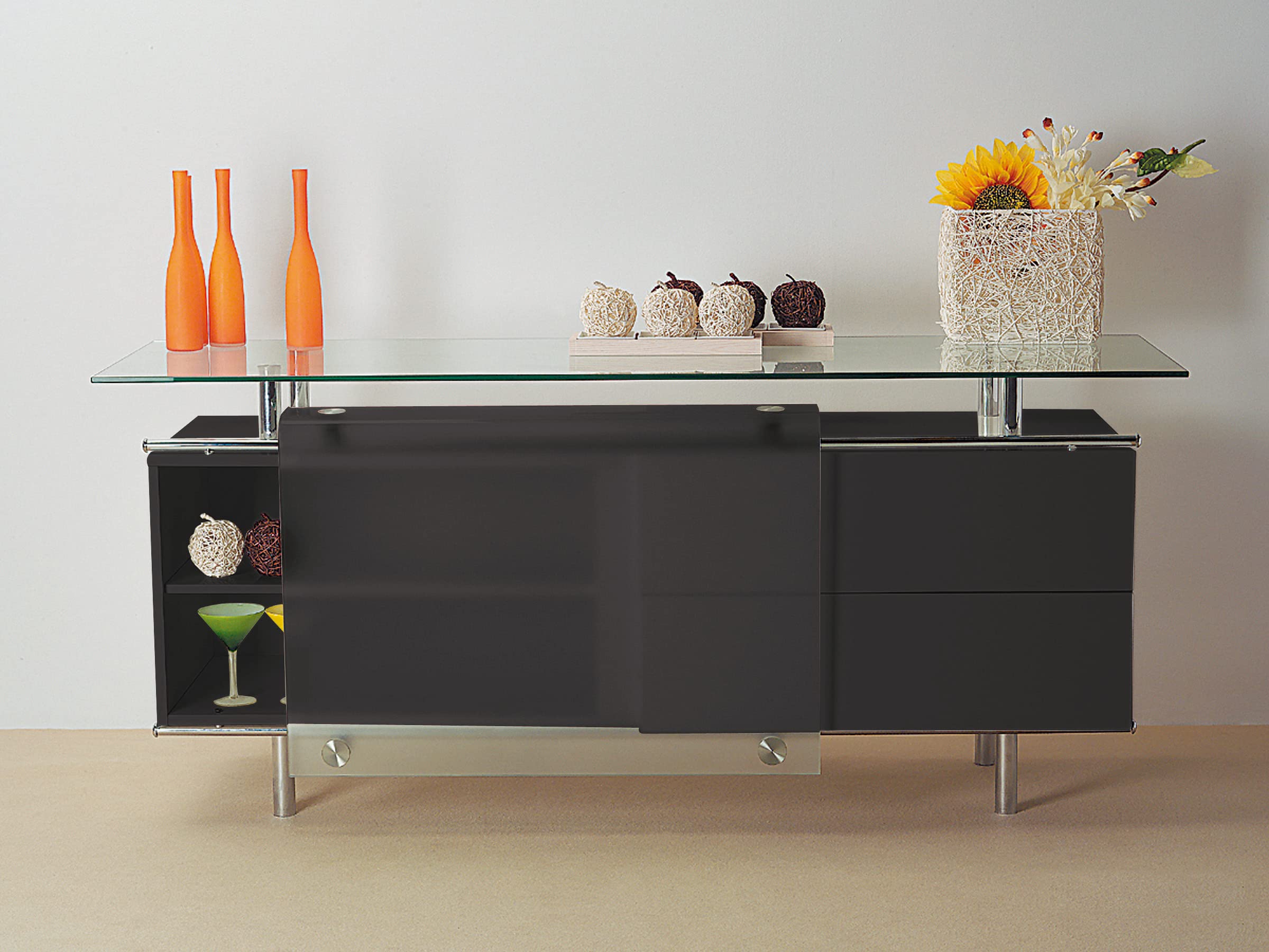 Neos Modern Furniture Buffet Cabinet, Black