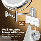 Conlwin 9' Wall Mounted Lighted Makeup Mirror, 3000Mah Rechargeable Double Sided 1X/10X Magnifying Mirror With Hook,3 Color Lig