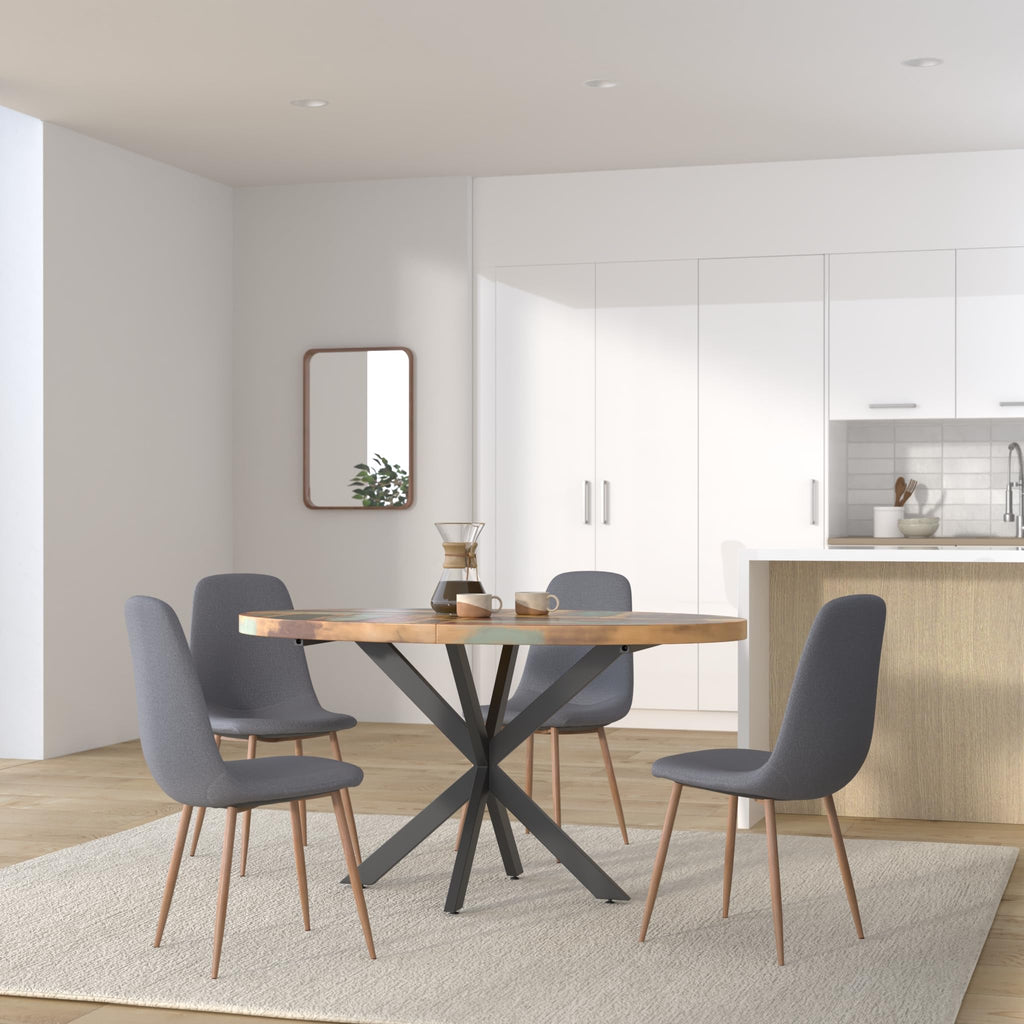 vidaXL Rectangular Dining Table in Solid Reclaimed Wood with Powder-Coated Steel Support - Handcrafted Design - Distinctive Wood Grains - Indoor Use