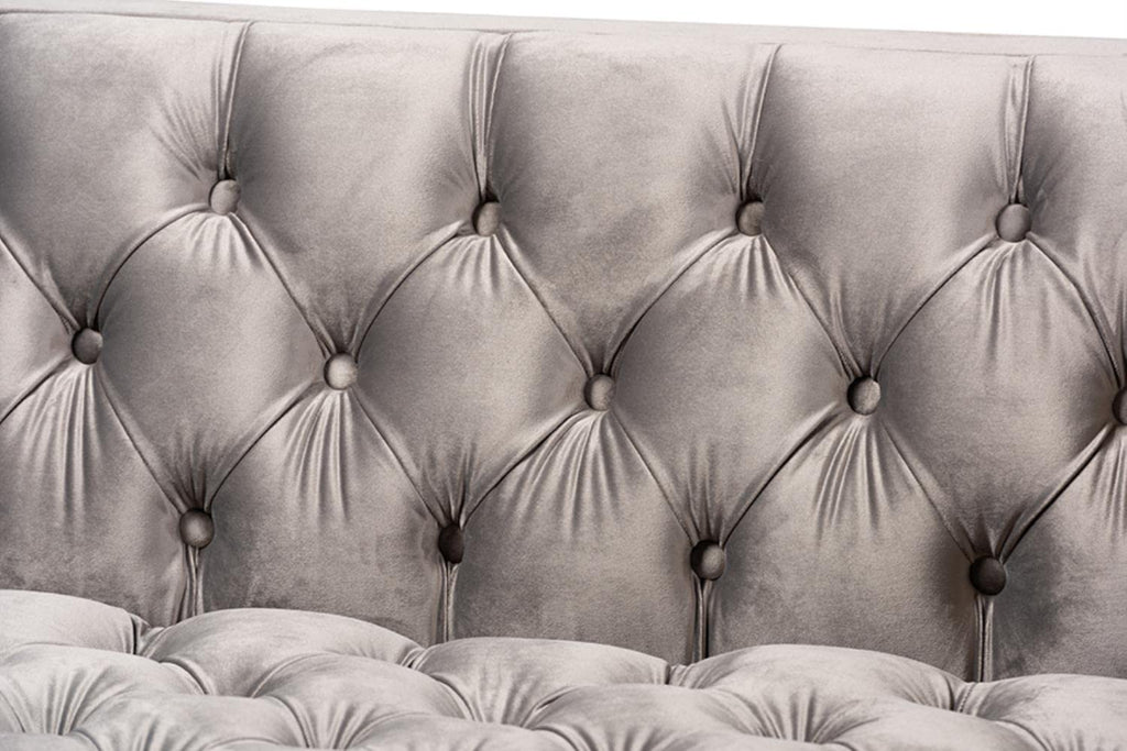 Baxton Studio Zanetta Gray Velvet 2-Piece Sofa and Lounge Chair Set