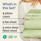 Extra Deep Pocket Queen Sheets - 4 Piece Breathable & Cooling Bed Sheets - Hotel Luxury Bed Sheet Set - Soft, Wrinkle Free & Comfy - Easily Fits Extra Deep Mattresses - Light Sage Green Sheets Set