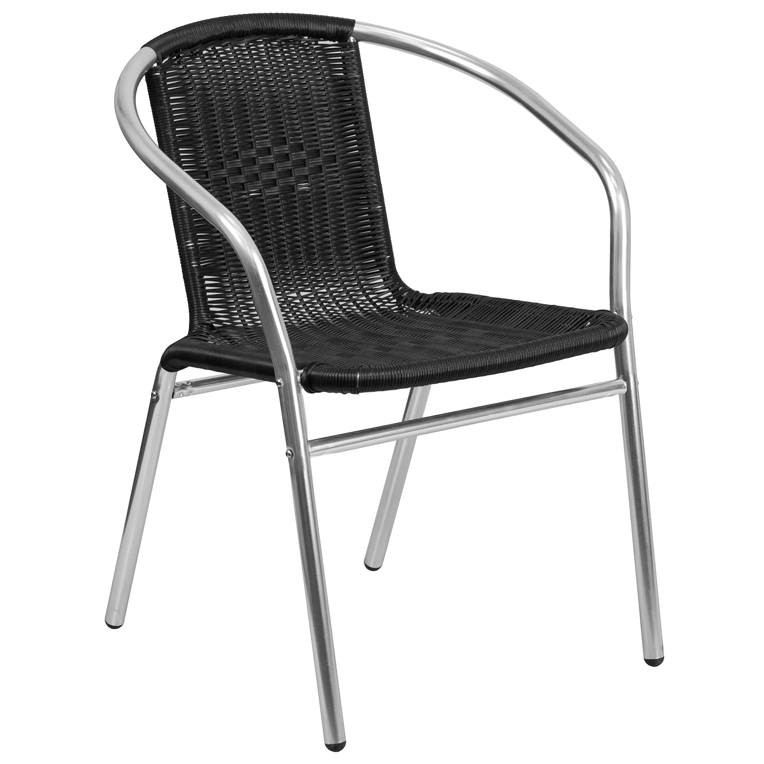 Flash Furniture Lila 23.5'' Round Aluminum Indoor-Outdoor Table Set with 4 Black Rattan Chairs