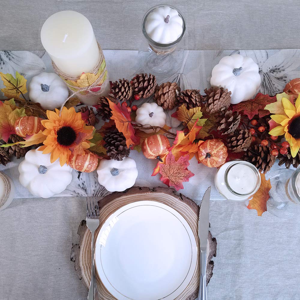 Besttoyhome 12 Pcs Assorted Sizes Rustic Harvest White Artificial Pumpkins For Halloween, Fall Thanksgiving Decorating Harvest E