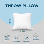 Utopia Bedding White Throw Pillows Set of 4, 12x12 Inches Decorative Cushions for Sofa, Bed, and Couch
