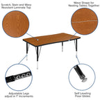 Flash Furniture 76" Oval Wave Collaborative Laminate Activity Table Set With 14" Student Stack Chairs, Oak/Black