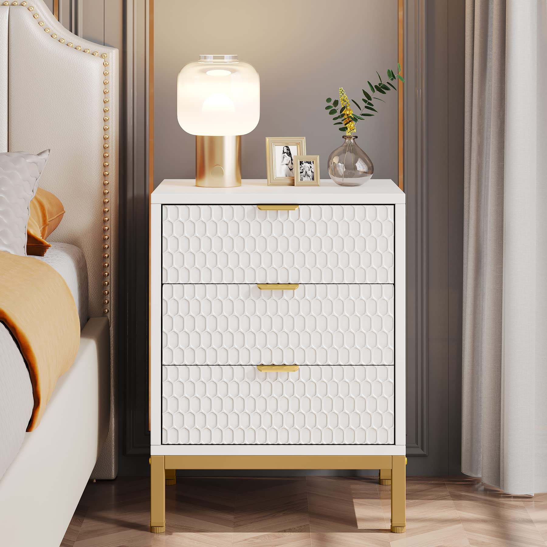 Tribesigns 3-Drawer Nightstand, 25.8' Tall Modern Bedside Table, Large Side End Table With Storage Drawers For Bedroom …