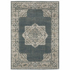 HomeRoots 508190 10 x 13 ft. Blue & Beige Oriental Power Loom Stain Resistant Rectangle Area Rug