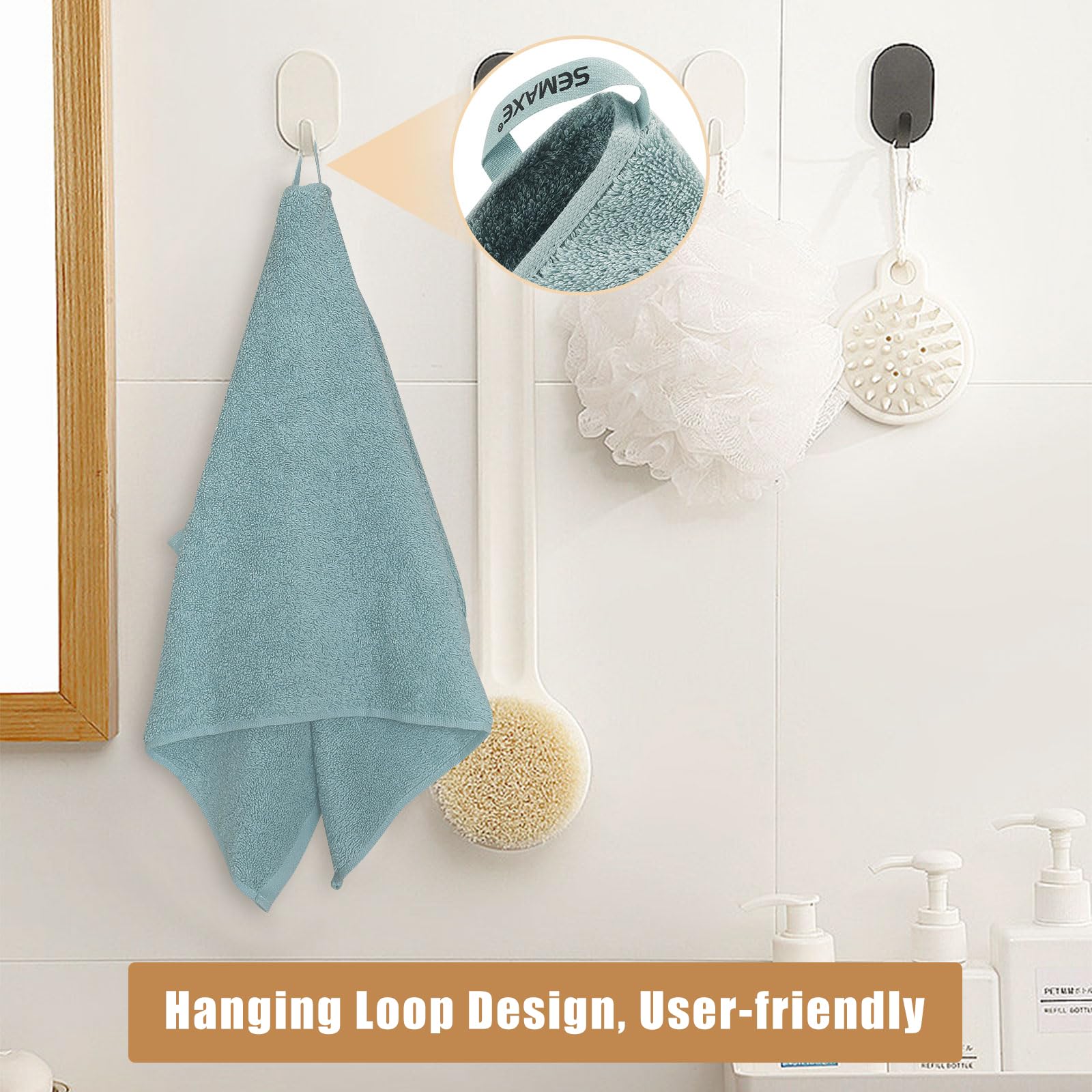 Semaxe Bath Towel For Bathroom, 100% Cotton Towel With Hanging Loop And Smart Tag, Hotel & Spa Quality Soft Absorbent Towel, Gif