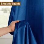 Dwcn Blue Velvet Curtains 96 Inches Long - Blackout Privacy Protect Window Drapes Thick Grommet Tieable Light Blocking Curtains