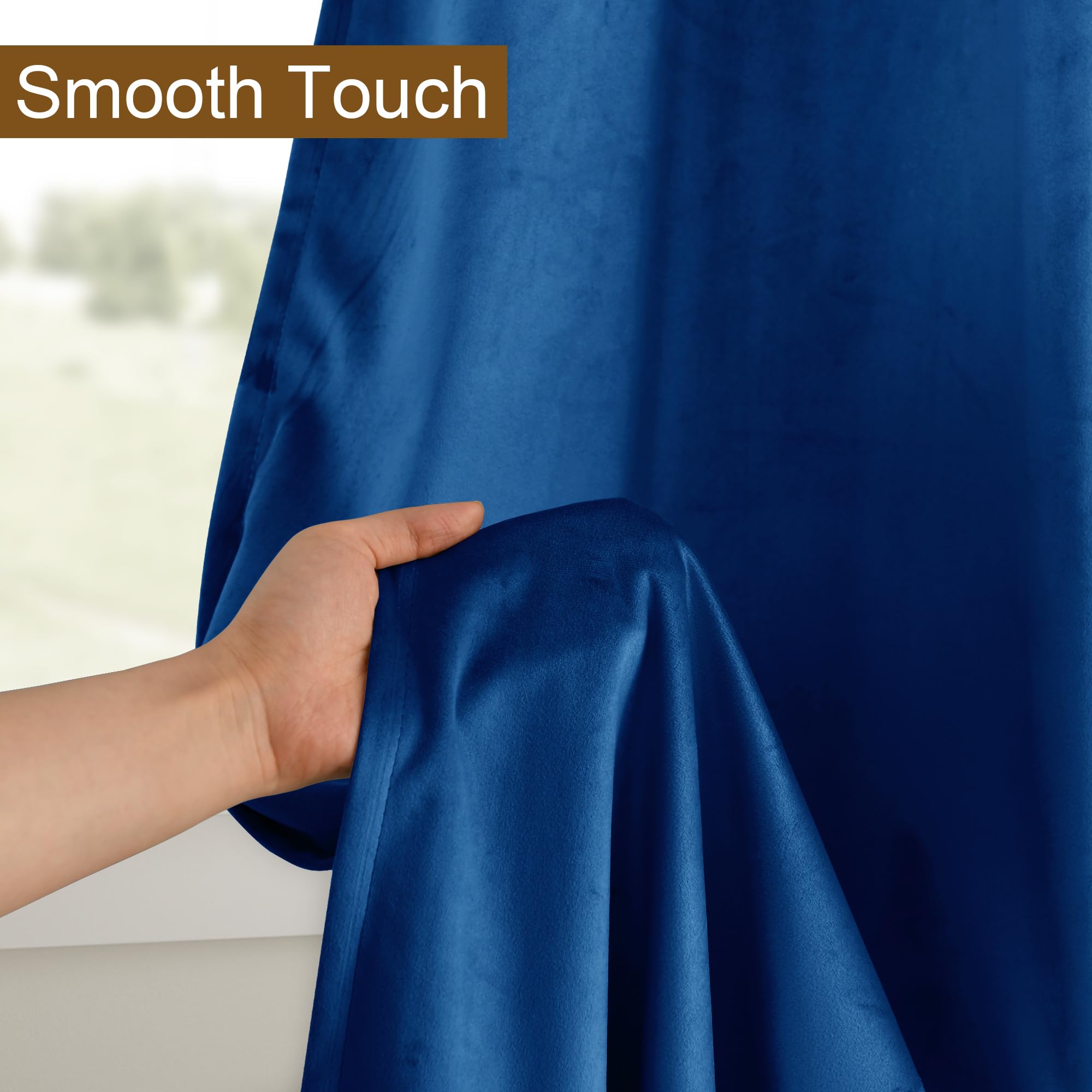 Dwcn Blue Velvet Curtains 96 Inches Long - Blackout Privacy Protect Window Drapes Thick Grommet Tieable Light Blocking Curtains