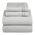 Hearth & Harbor King Size Sheets - 4 Piece Bed Sheet Set, Hotel Luxury Double Brushed Bed Sheets - Extra Soft Bedding Sheets & Pillowcases, King, Silver Grey