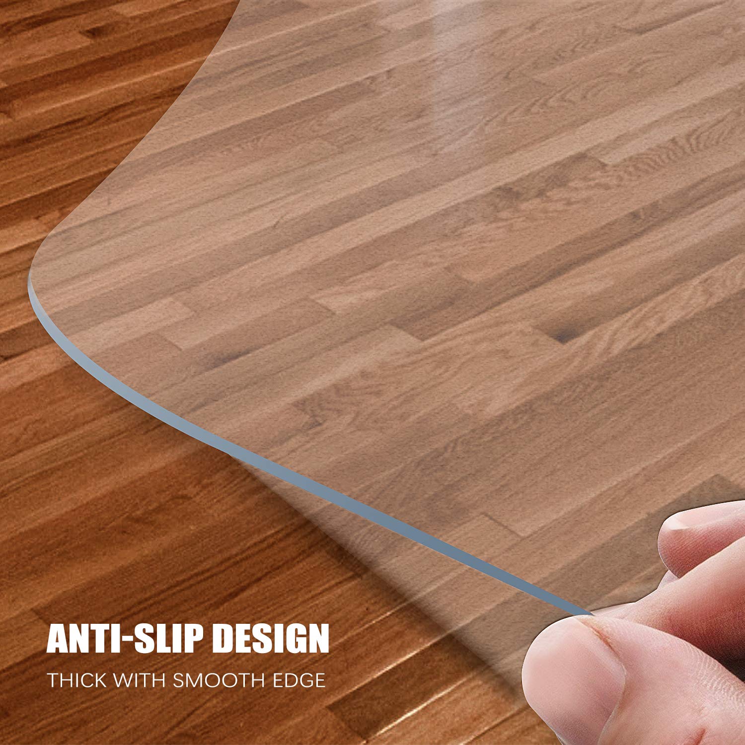 Kuyal Clear Chair Mat For Hardwood Floor 46 X 60 Inches Transparent Floor Mats Wood/Tile Protection Mat For Office & Home (46' X 60' Rectangle)
