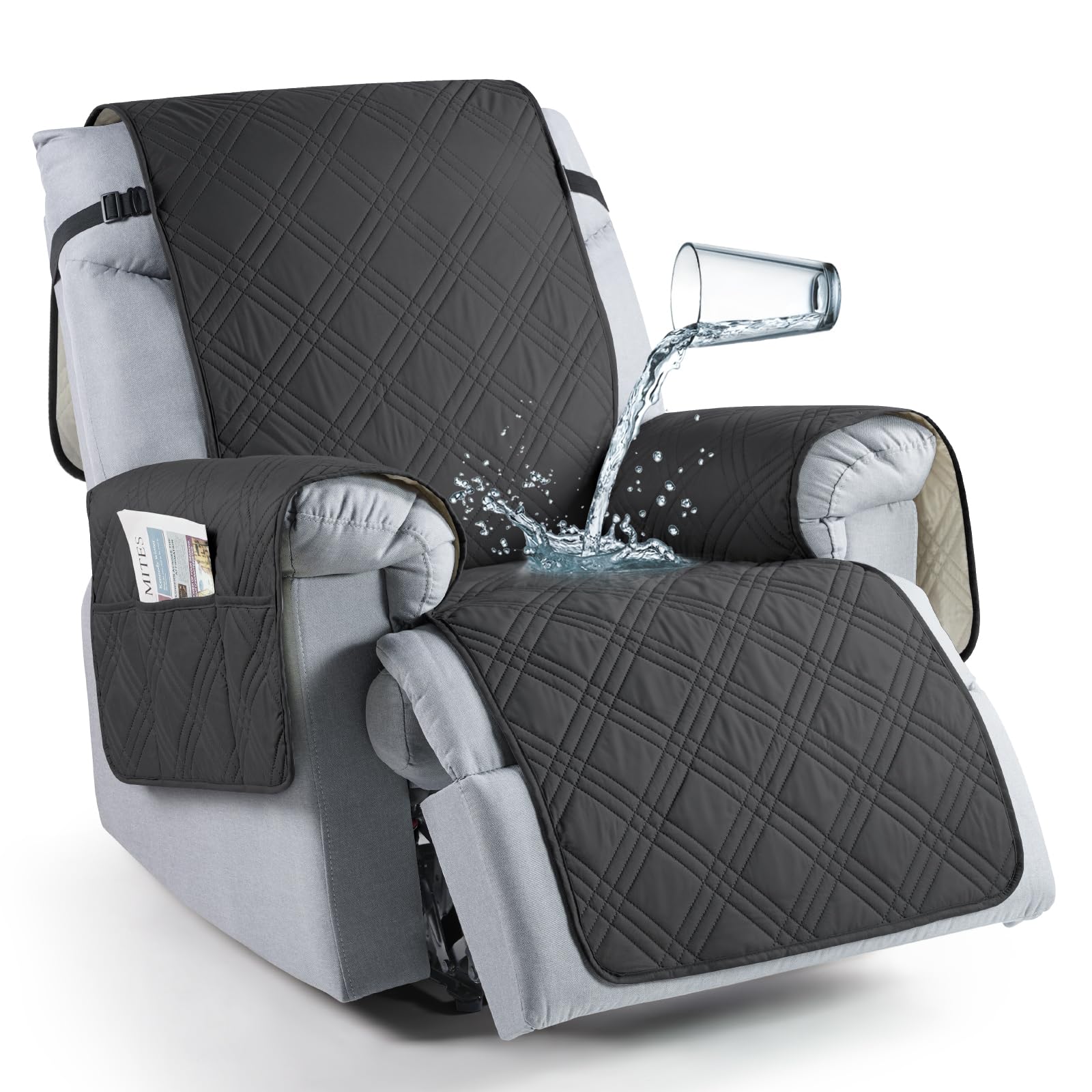 Taococo 100% Waterproof Recliner Chair Cover, Recliner Cover Stay In Place For Recliner Chair With Pocket, Reclining Dog Chair C