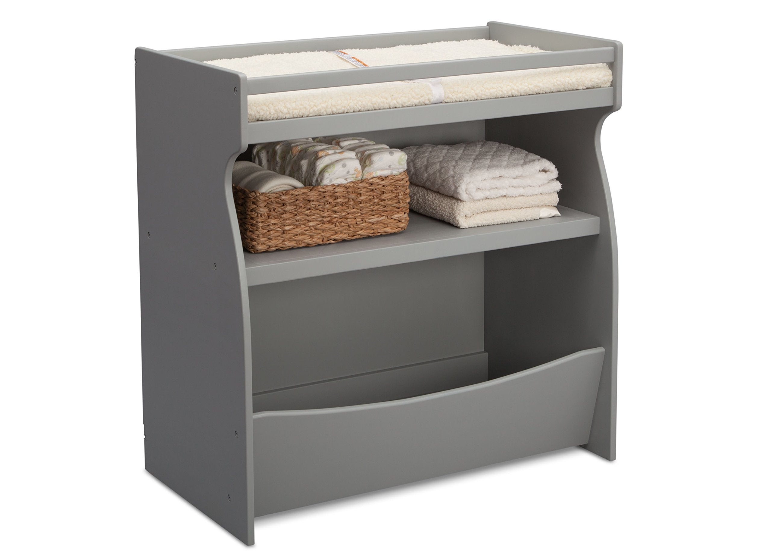 Delta Children 2-in-1 Changing Table & Storage Unit, Grey, Pine Wood, 34.25x18.75x35 Inch, Model 530240-026