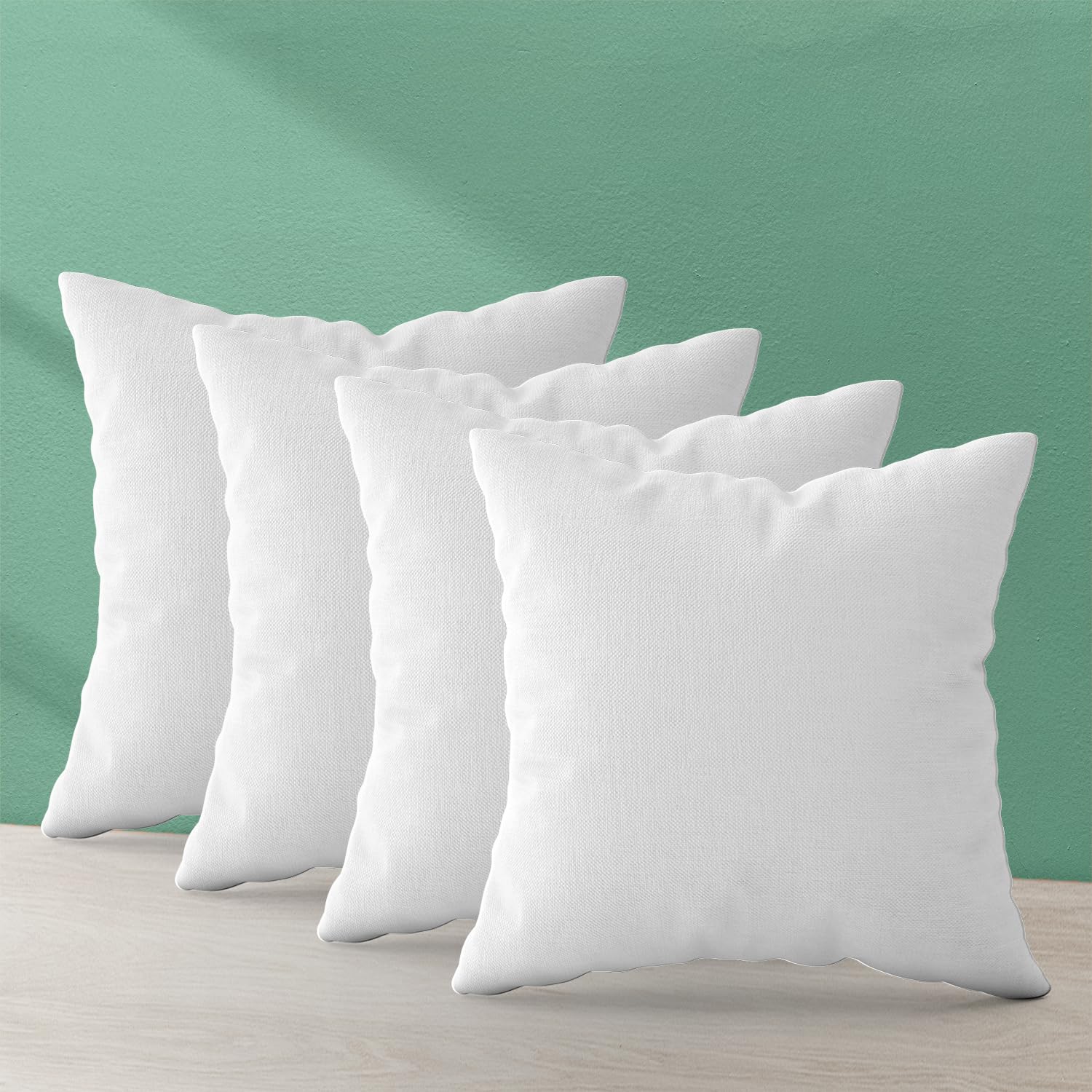 Trendy Home 18x18 Throw Pillow Insert (Set of 4, White) Bed and Couch Pillows Stuffer Hypoallergenic Decorative Home Indoor Outd