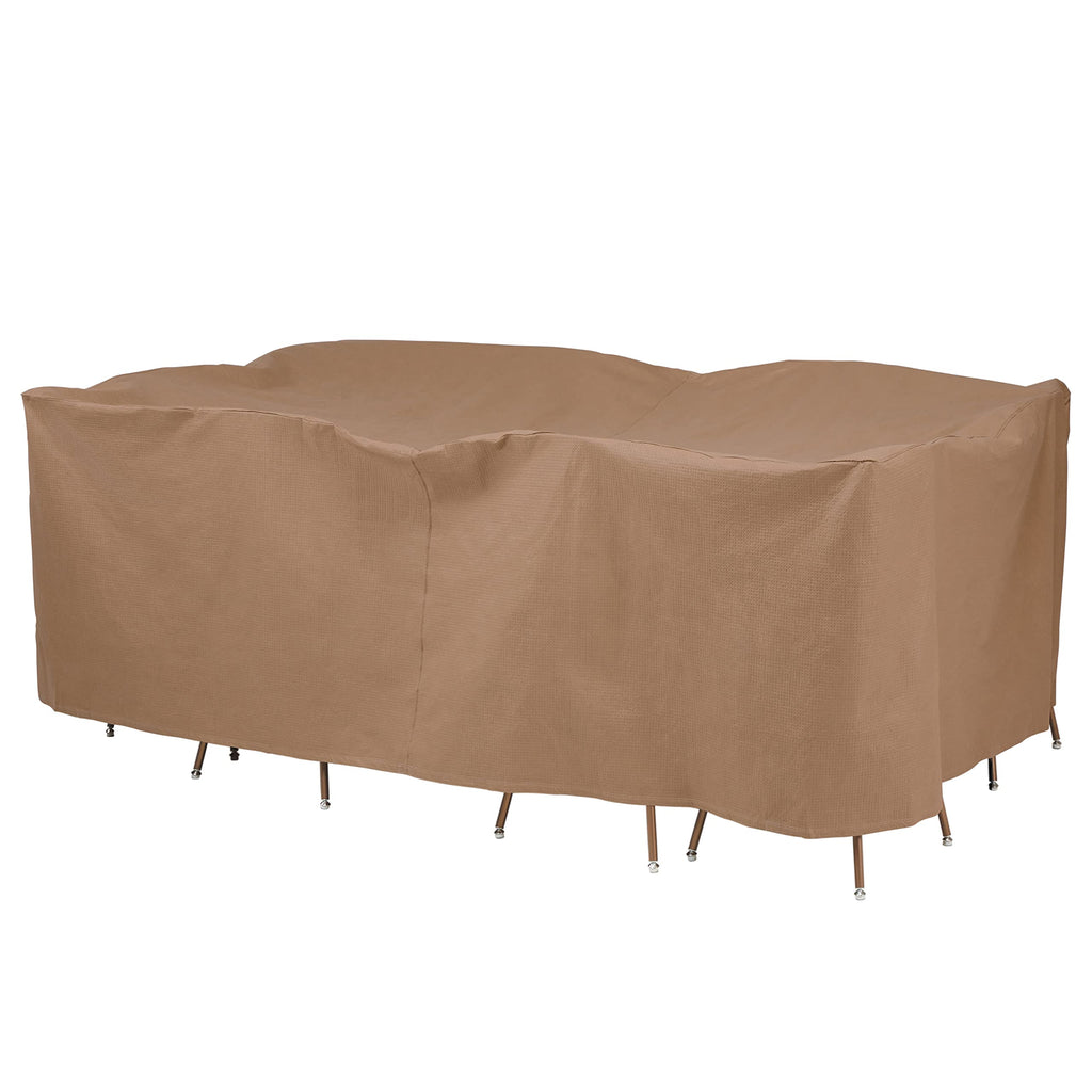 Duck Covers Essential Water-Resistant 109 Inch Rectangular/Oval Patio Table & Chair Set Cover, Outdoor Table Cover