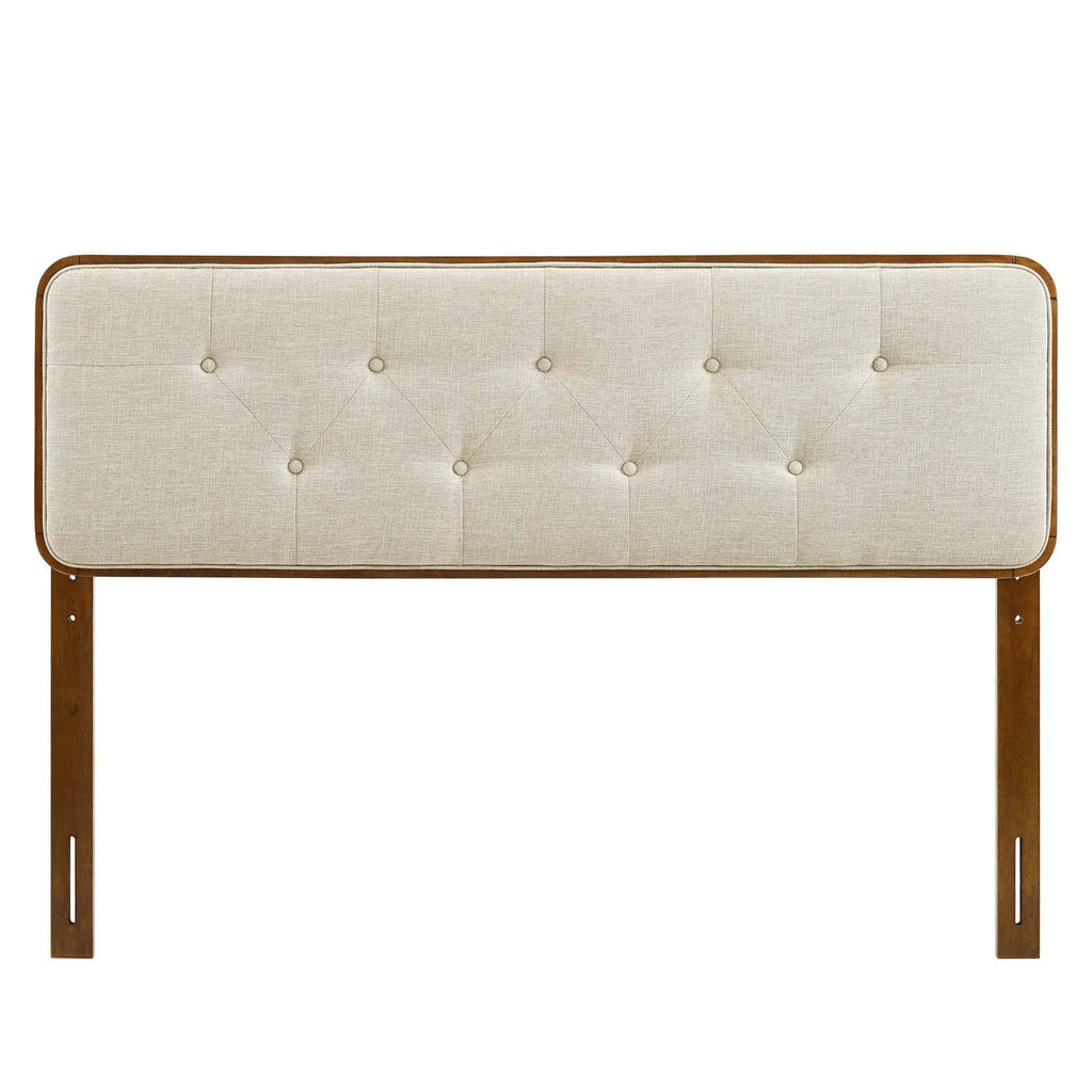 Modway Mod-6233-Wal-Bei Collins Tufted Full Fabric And Wood Headboard, Walnut Beige