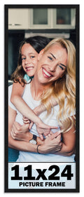 11x24 Frame Black Picture Frame - Complete Modern Photo Frame Includes UV Acrylic Shatter Guard Front, Acid Free Foam Backing Bo