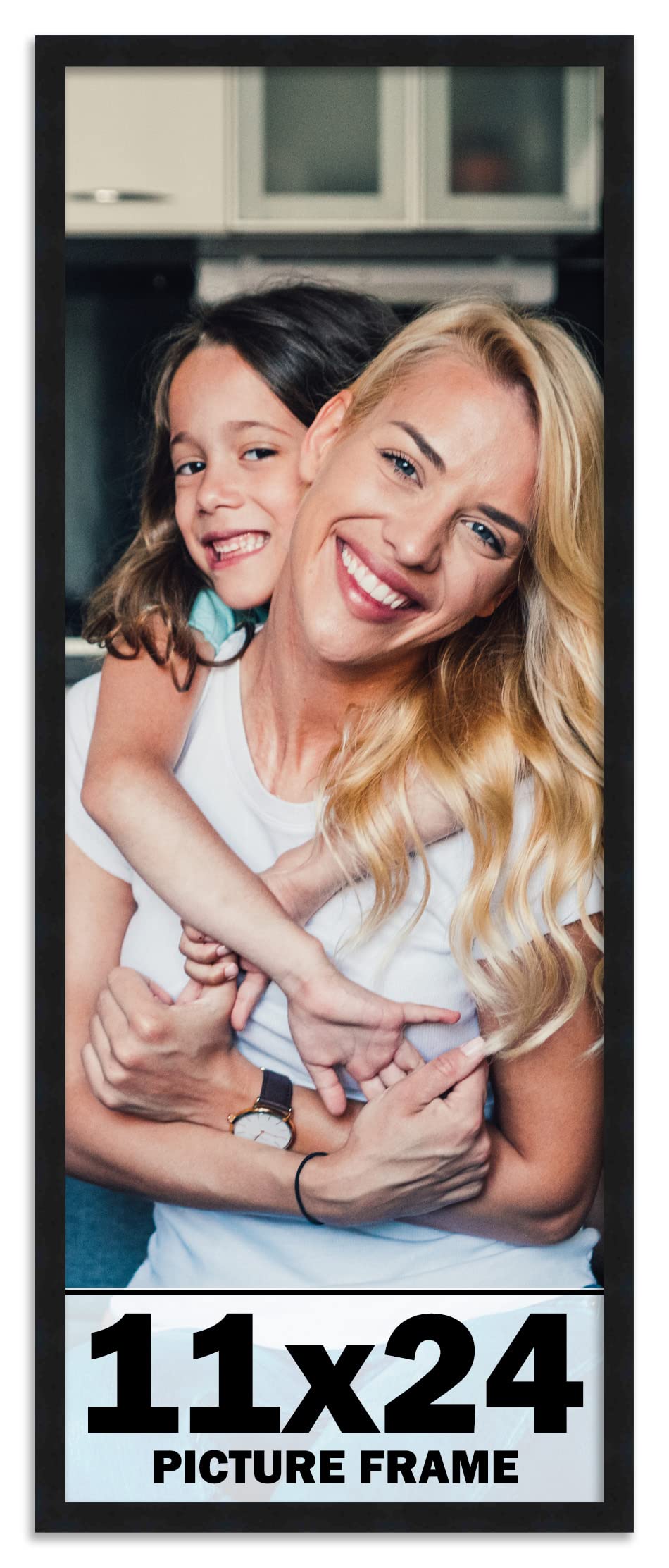 11x24 Frame Black Picture Frame - Complete Modern Photo Frame Includes UV Acrylic Shatter Guard Front, Acid Free Foam Backing Bo