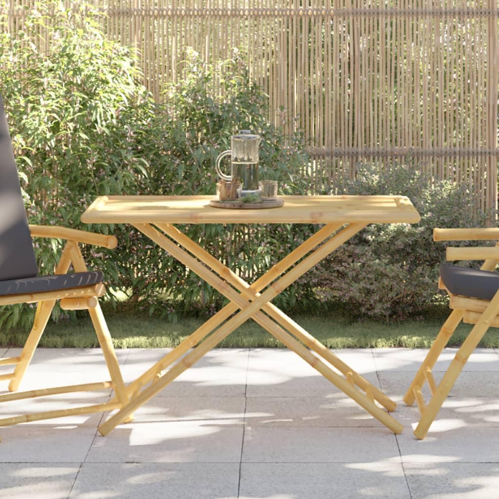 vidaXL Folding Patio Table - Bamboo, 43.3"x21.7"x29.5", Rectangular Folding Garden/Outdoor Table, Brown