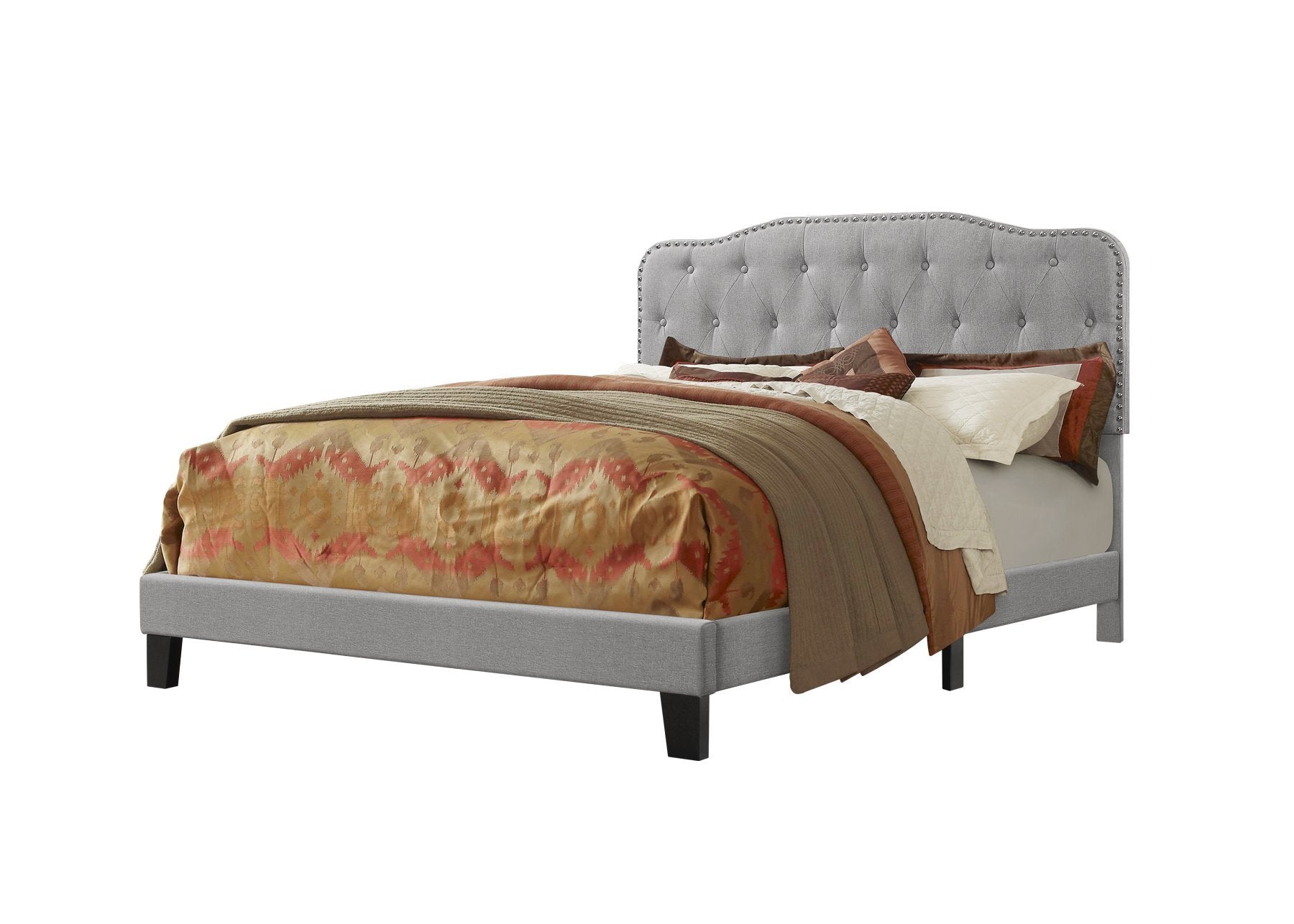 Best Quality Furniture Upholstered Panel Bed, Smoke Gray, Full