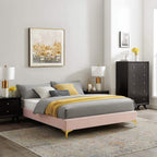 Modway Mod-6275-Pnk Sutton Queen Performance Velvet Bed Frame, Pink
