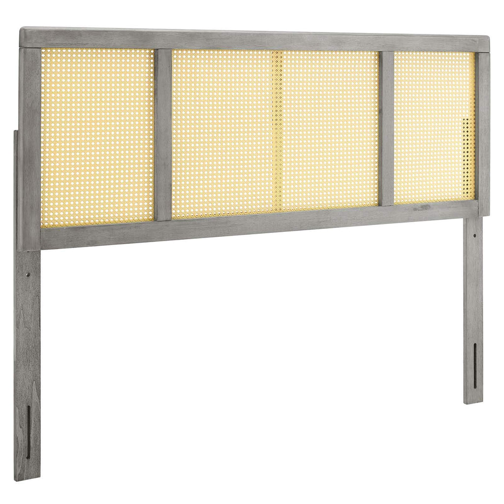 Modway Delmare Cane Woven Rattan Headboard, Full, Gray