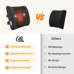 CILI Lumbar Support Pillow CL-4102, Heated Back Support with Vibration, Ergonomic Cotton, Black