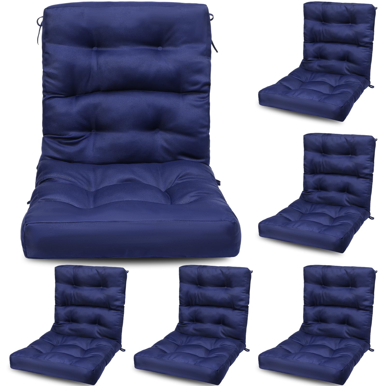 Hoteam 6 Set Patio Chair Cushions Outdoor High Chair Cushion Waterproof Patio Seat Rocking Indoor Outdoor Thickened Pad(Solid Co