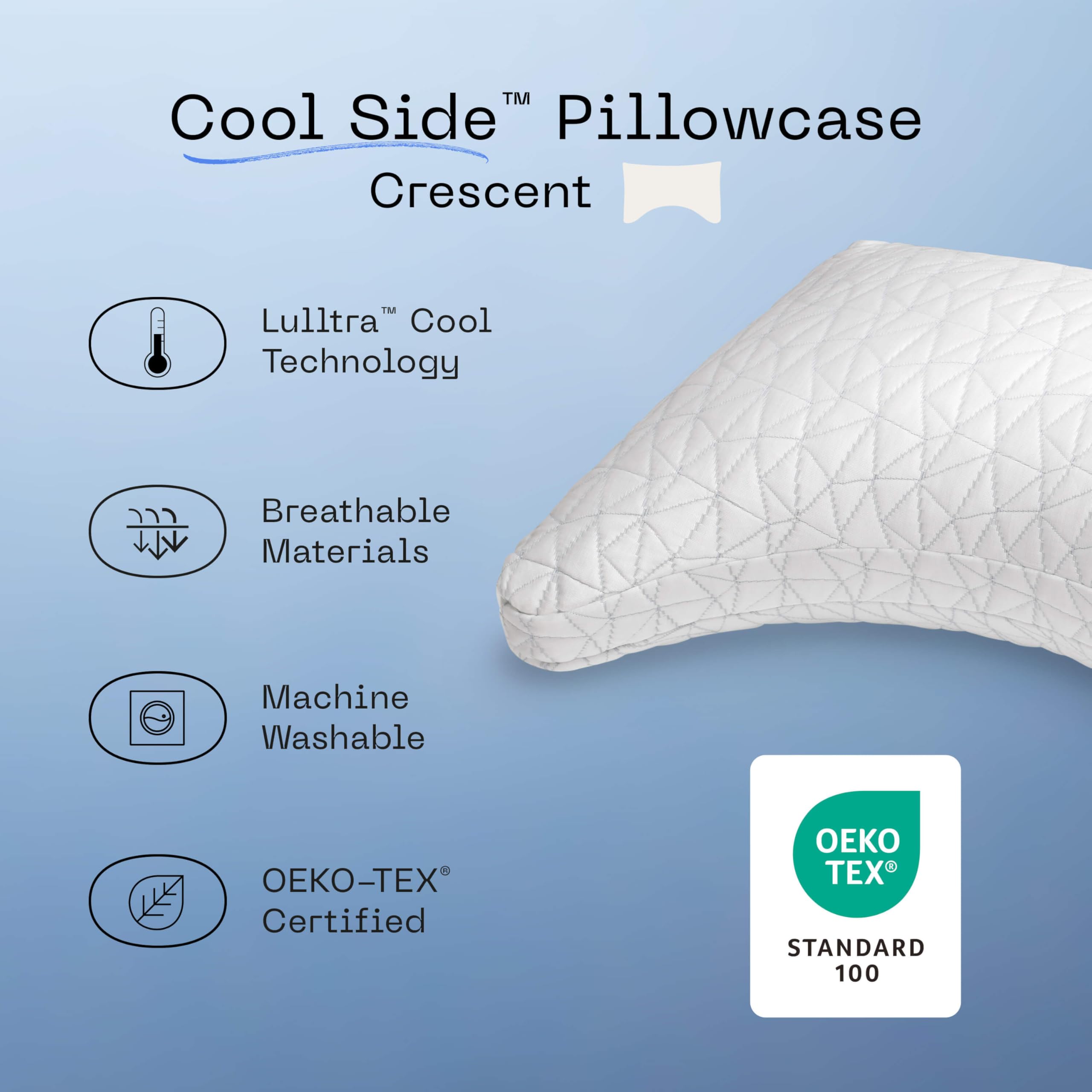 Coop Home Goods Cool Side Crescent King Size Pillow Case, Cooling Pillow Cases For Hot Sleepers, Two-Sided Pillow Covers, Cozy S