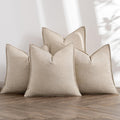 Miulee Beige Linen Pillow Covers Pack Of 4 Decorative Natural Solid Throw Pillow Covers Soft Accent Boho Farmhouse Couch Pillowc