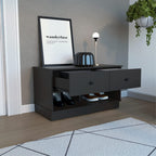 Uranus Storage Bench, 2 Drawers, 2 Open Shelves, Black