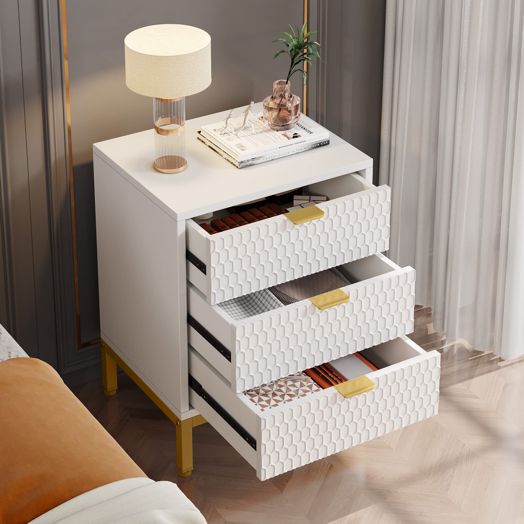 Tribesigns 3-Drawer Nightstand, 25.8' Tall Modern Bedside Table, Large Side End Table With Storage Drawers For Bedroom …