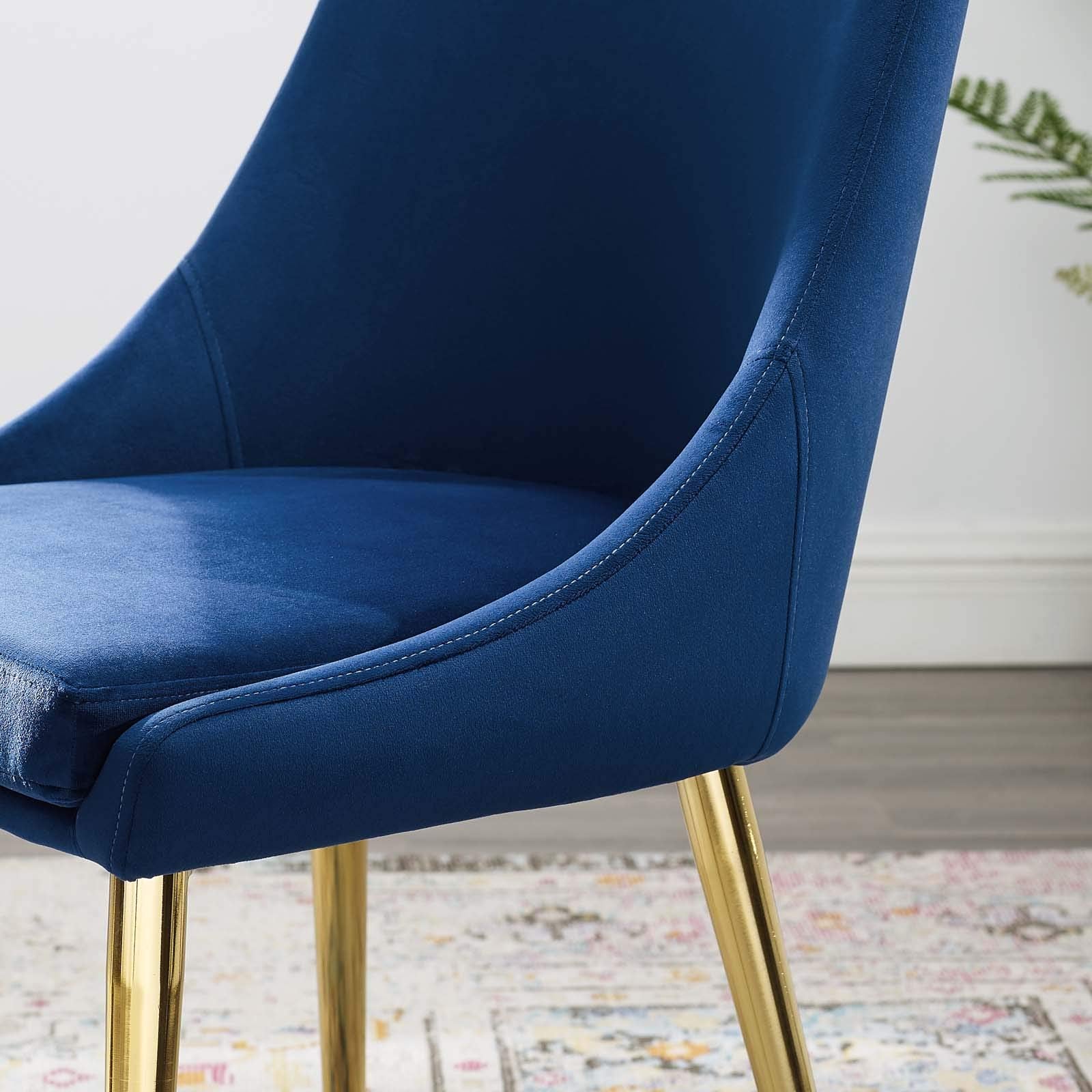 Modway Viscount Modern Accent Performance Velvet Dining Chair, Navy