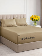 Extra Deep Pocket King Sheets - 4 Piece Breathable & Cooling Bed Sheets - Hotel Luxury Bed Sheet Set - Soft, Wrinkle Free & Comfy - Easily Fits Extra Deep Mattresses - Deep Pocket Beige Sheets Set
